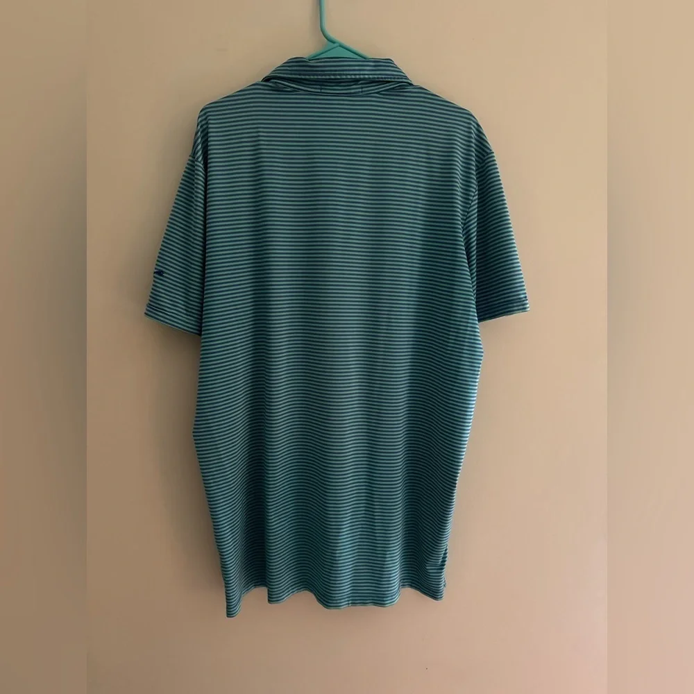 Ralph Lauren RLX Mens Large Shirt Golf Polo Performance Striped Green Blue